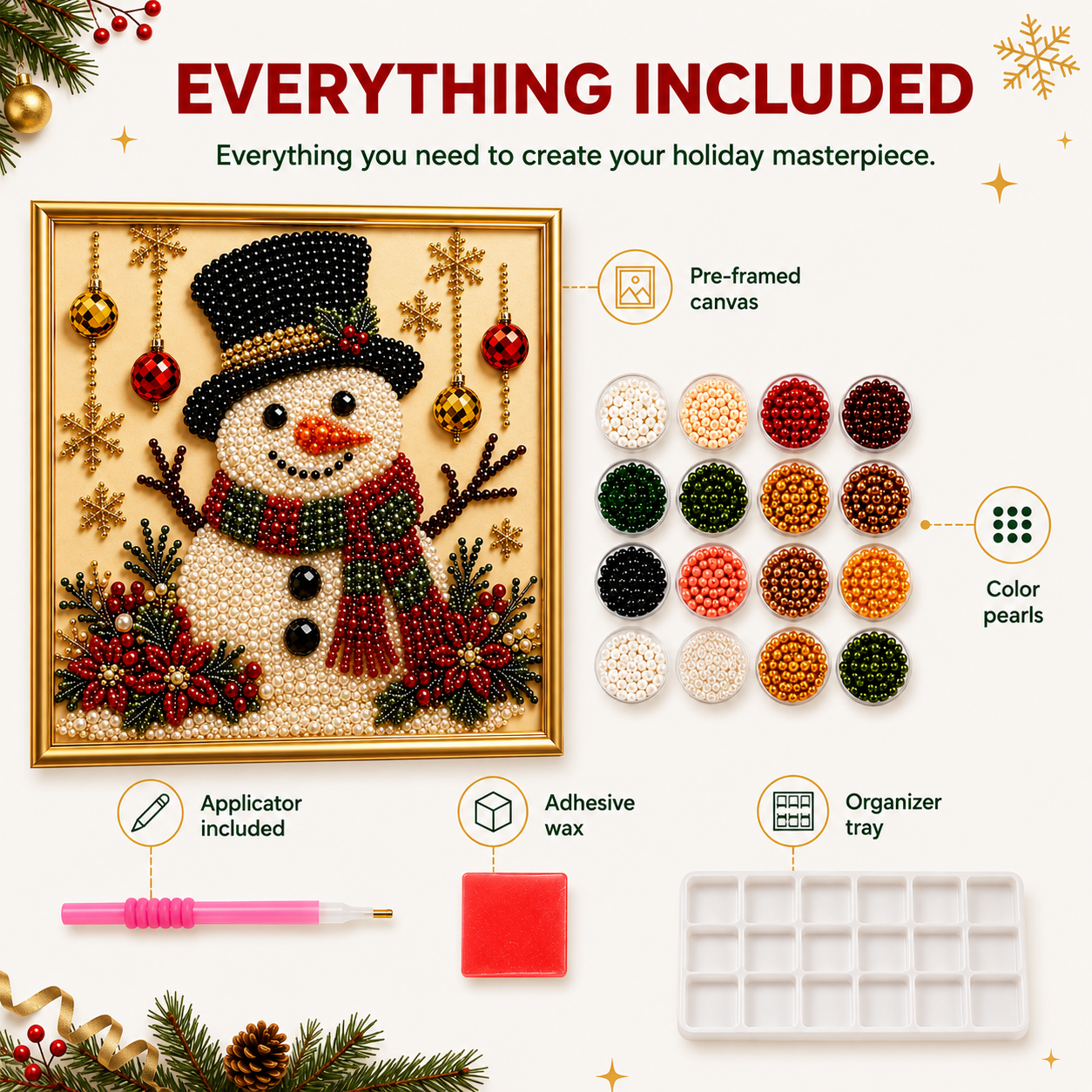 3D Christmas Snowman Pearl Art Kit