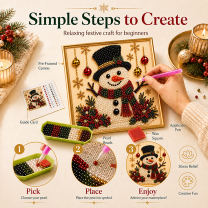 3D Christmas Snowman Pearl Art Kit